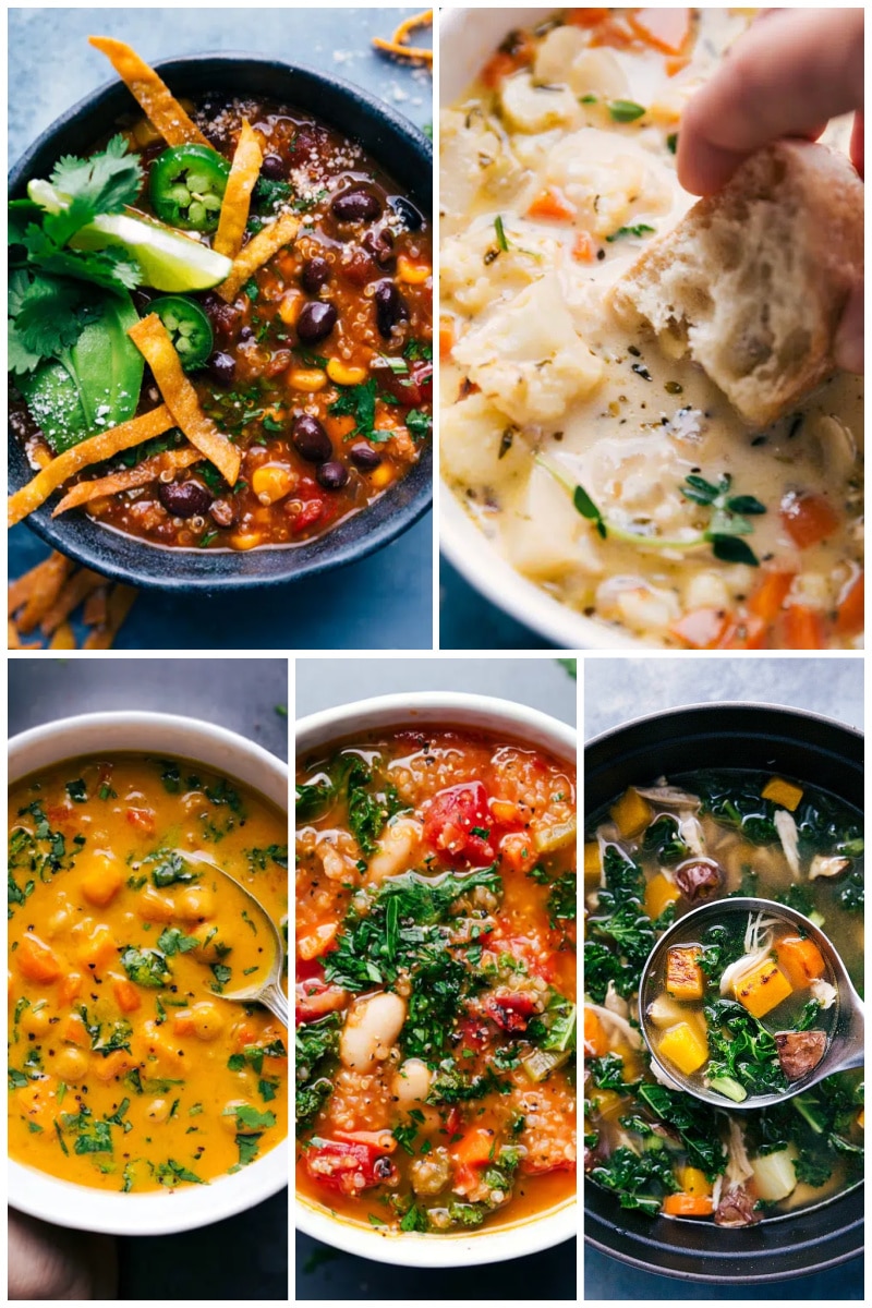 Delicious 30 healthy dinner recipes! #dinner #quick #easy #simple #best #familyfriendly #kidfriendly #cleaneating #wholefood #healthy #dinner #recipes Images of different healthy soup dinner recipes