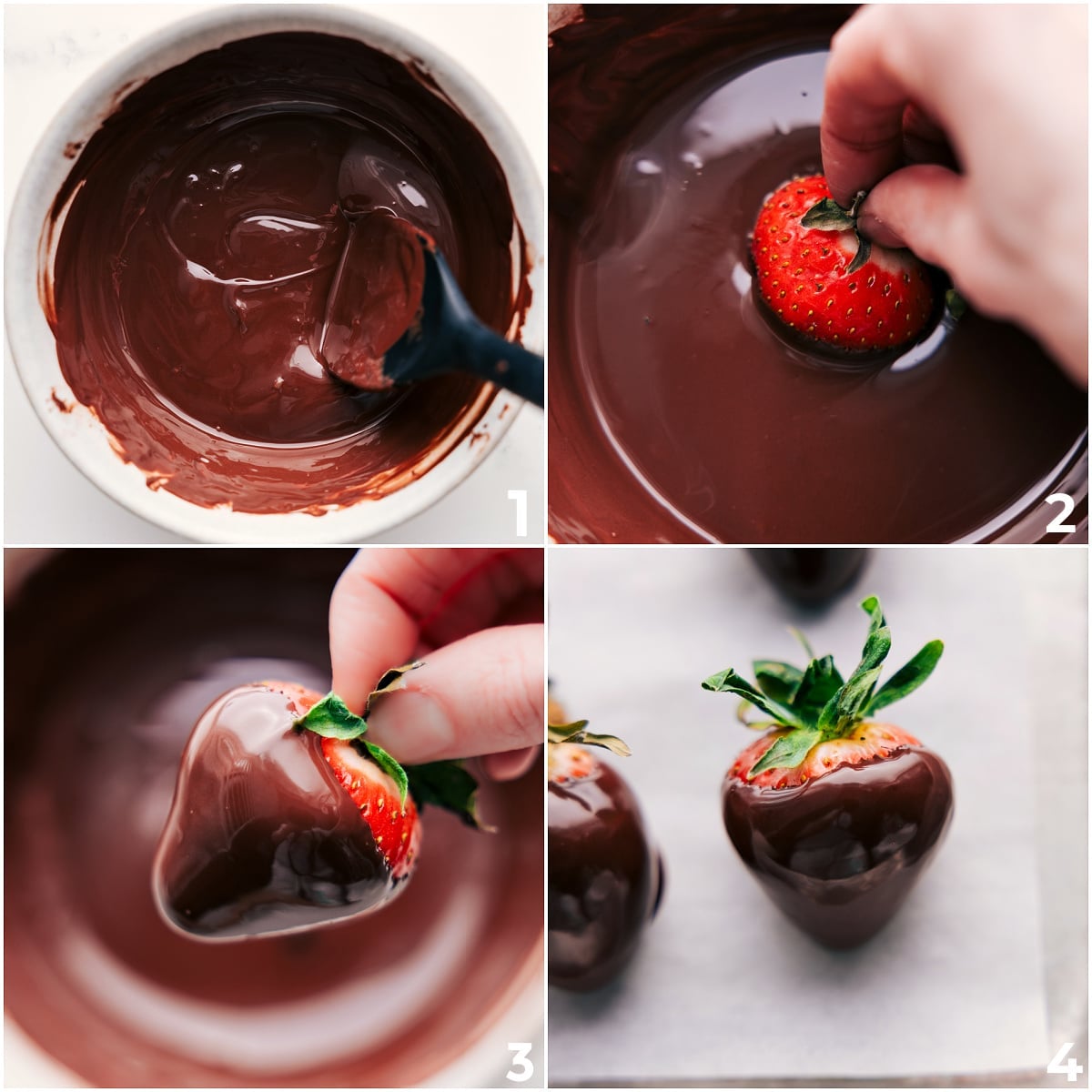 How To Make Chocolate Covered Strawberries Recipe The chocolate melted and strawberries dipped in for this chocolate covered strawberries recipe.