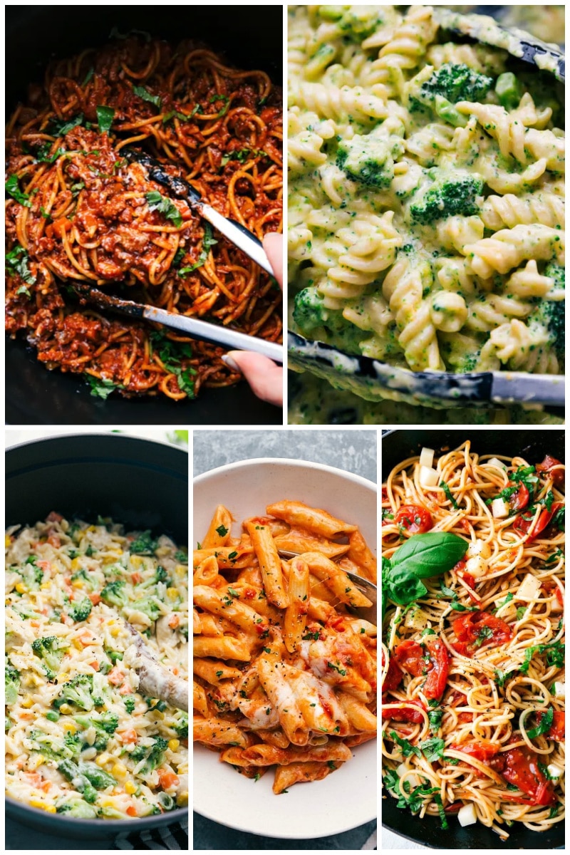 If I had to pick the type of food that everyone loves, it would have to be pasta. So many recipes use pasta, regardless of the area of the world where they originate. Collage of Easy Pasta Recipes