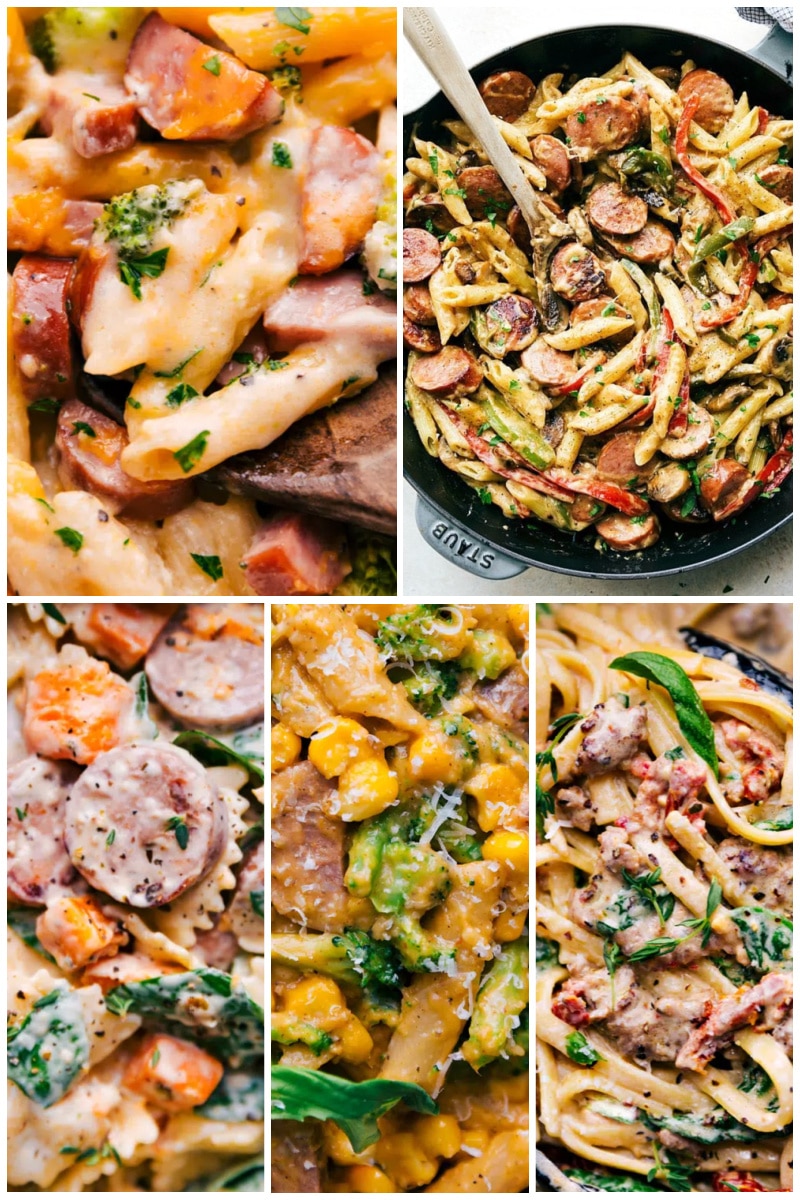 If I had to pick the type of food that everyone loves, it would have to be pasta. So many recipes use pasta, regardless of the area of the world where they originate. Collage of Sausage Pasta Recipes