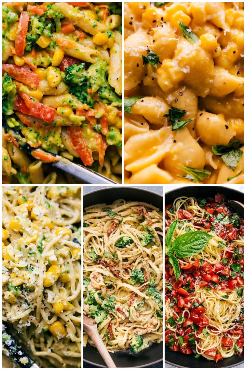 If I had to pick the type of food that everyone loves, it would have to be pasta. So many recipes use pasta, regardless of the area of the world where they originate. Collage of Vegetarian Pasta Recipes