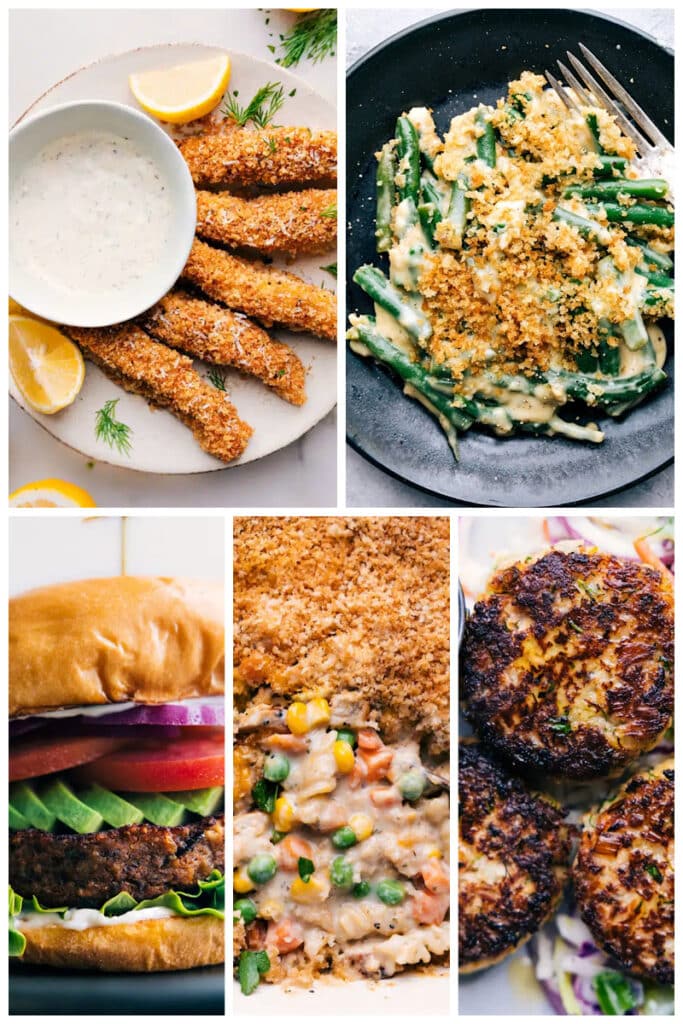 Find out how to get them even crunchier with panko! If youโve never tried these extra-crispy bread crumbs, read on to see why theyโre a cookโs best friend! Guide via ChelseasMessyApron.com #panko #userguide #guide #breadcrumbs #Japanese #bread #crispy Image of 5 recipes-- fish sticks, green beans, black bean burgers, chicken noodle casserole, and tuna patties