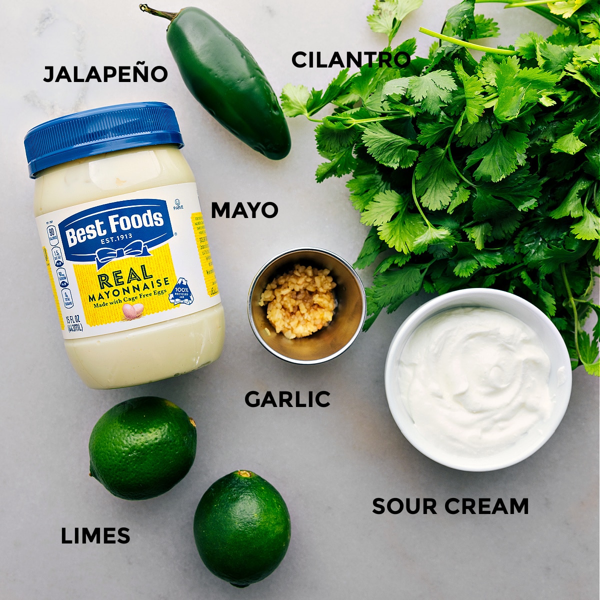 Ingredients In Cilantro Lime Sauce All the ingredients in this recipe prepped for easy assembly.