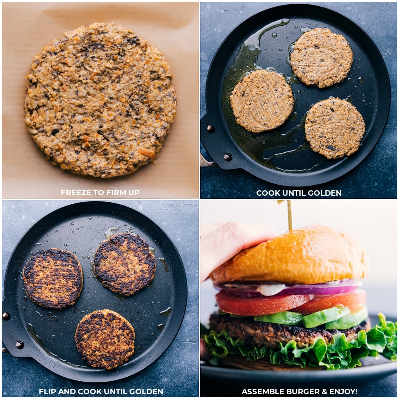 The Best Veggie Burger Ever Freeze veggie burgers to firm up, cook until golden, flip, and finish cooking. Assemble with your favorite toppings.