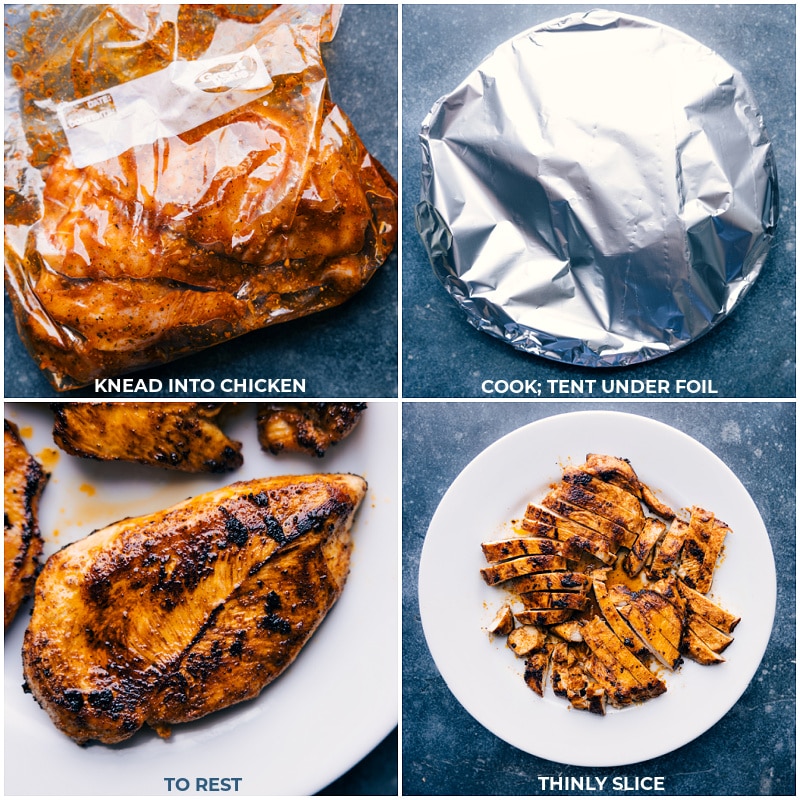 Grilling Up The Juicy And Flavorful Chicken Fajitas Grilling and slicing the meat.