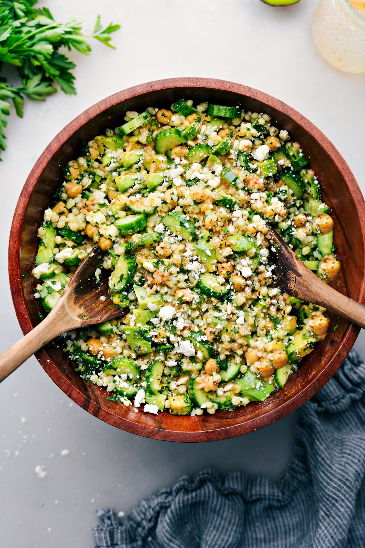 Cucumber Feta Salad Cucumber Feta Salad in a bowl ready to be enjoyed.