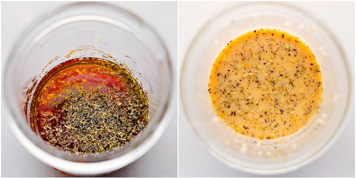 The Best Cucumber Feta Salad Recipe Making the dressing for the cucumber feta salad recipe.