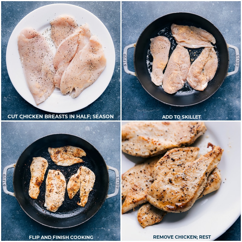 This delicious Buffalo Chicken Pasta packs a serious punch of flavor and is so easy to make thanks to some ingredient short-cuts. Quell your buffalo chicken cravings in under 30 minutes and all while getting loads of protein in! Recipe via ChelseasMessyApron #dinner #quick #easy #simple #familyfriendly #kidfriendly #buffalo #chicken #pasta Process shots-- images of the chicken being prepped and cooked for this Buffalo Chicken Pasta