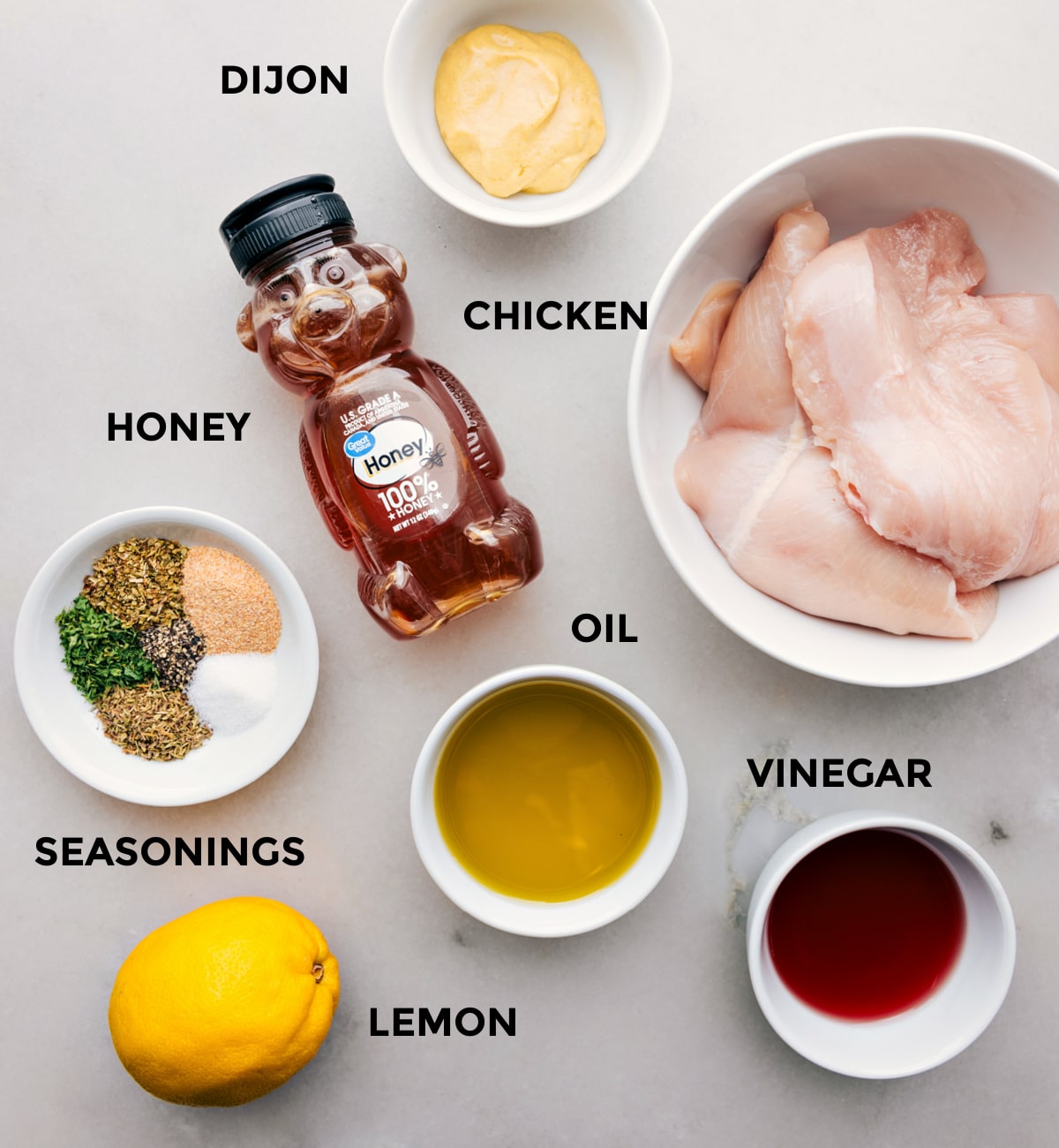 Ingredients In Italian Chicken Marinade Recipe All the ingredients in this recipe prepped out for easy assembly.