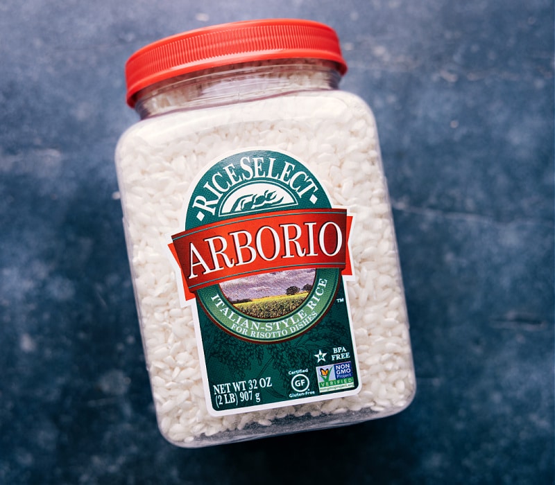 This Sweet Potato Risotto changes the risotto game! If you think risotto is reserved for fancy restaurants or a night where you have loads of time to sit at a stovetop and stir, then you've got to try this recipe! Recipe via chelseasmessyapron #dinner #quick #easy #simple #best #pasta #instantpot #comfortfood #sweetpotato #risotto Overhead image of the arborio used in this sweet potato risotto