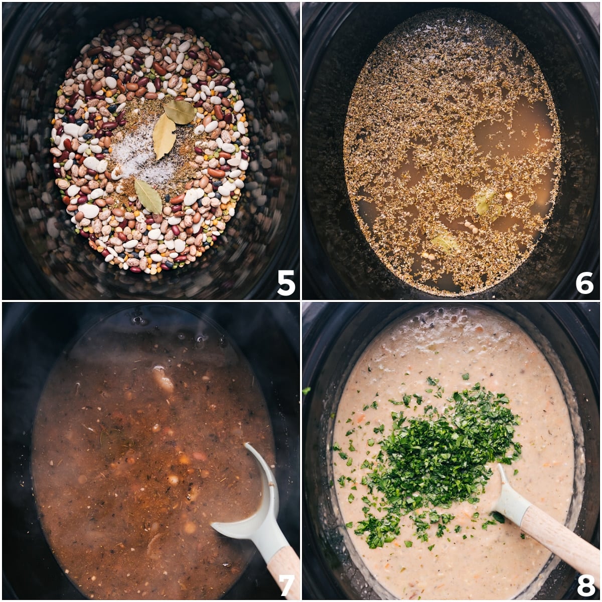 Slow Cooker 15-Bean Soup Recipe Everything goes into the crockpot to slow cook together.