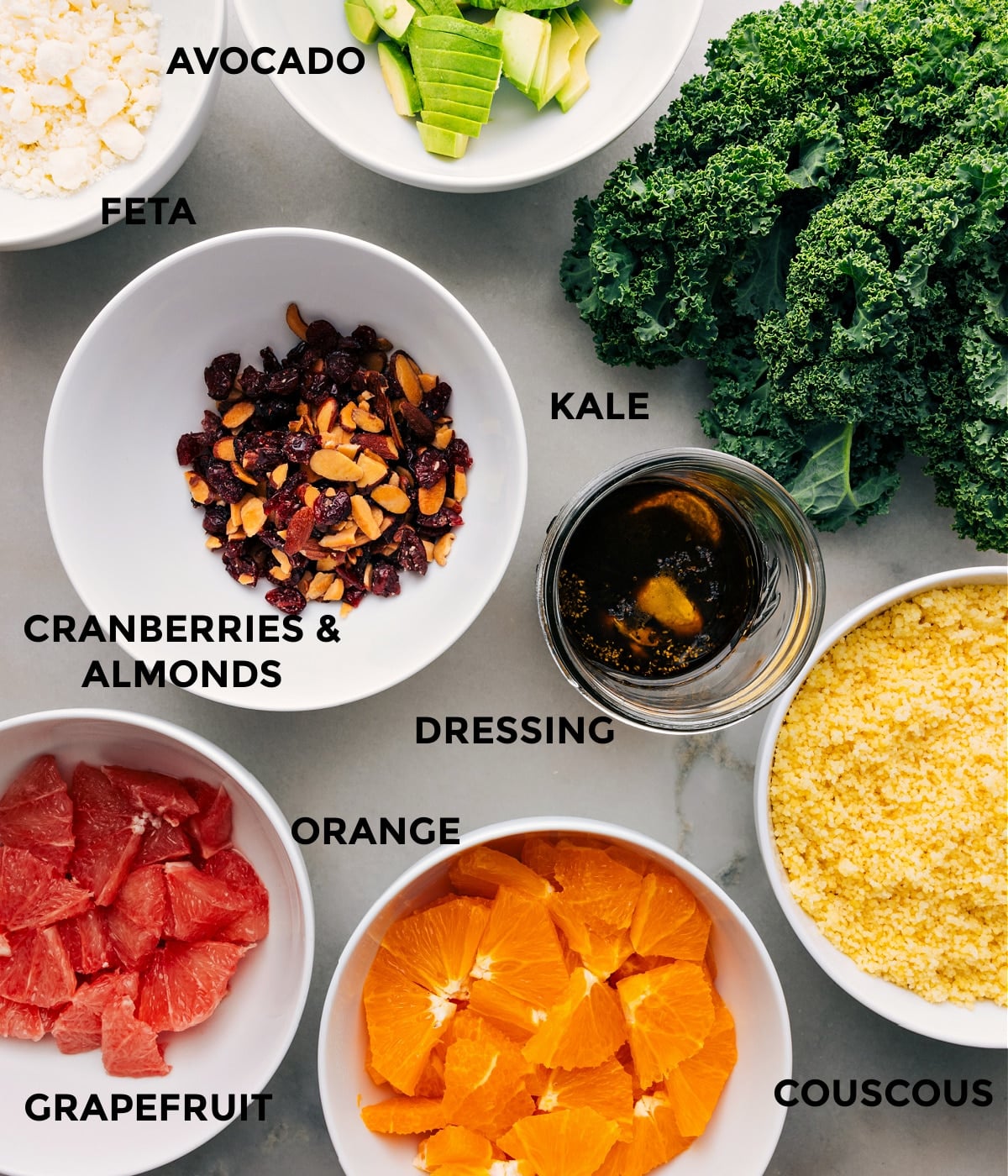 Ingredients In Grapefruit Salad All the ingredients in this recipe prepped out for easy assembly.