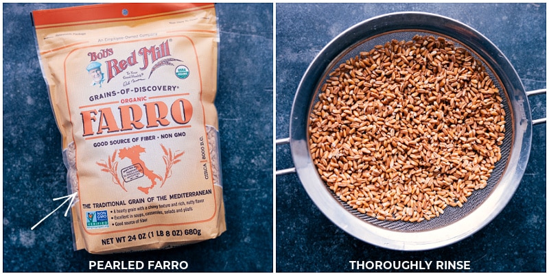 The Pearled Farro Used In Farro Soup The farro used in this recipe being thoroughly rinsed.