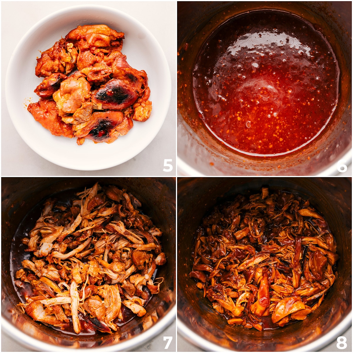 Instant Pot Honey Garlic Chicken Thighs Recipe Remove the meat, shred it, and add it back into the sauce. Toss everything together for a delicious dinner.