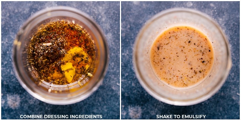 This recipe brings together the nutty flavor of brown rice with the fresh and vibrant flavors of the Mediterranean. It's filled with crisp cucumbers, roasted red peppers, sun-dried tomatoes, red onion, parsley, and crumbled feta cheese, all tossed in a flavorful lemon dressing. Recipe via chelseasmessyapron #sidedish #best #quick #easy #simple #familyfriendly #kidfriendly #cucumber #sundriedtomatoes #brownrice #salad Process shots of Brown Rice Aalad-- images of the dressing being mixed together