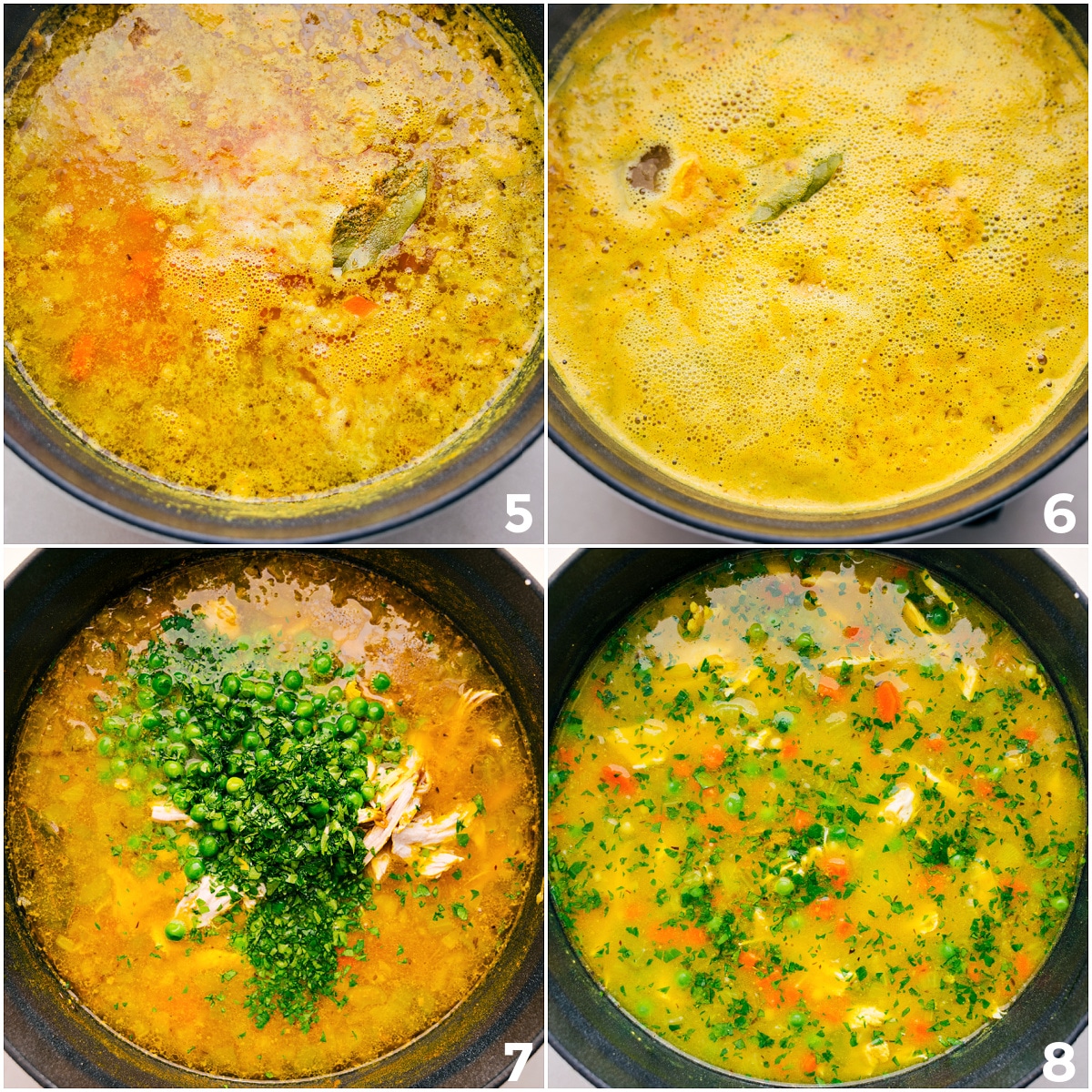 Simmer Couscous Soup In A Pot The dish simmers, then the meat, frozen peas, and parsley are added to the pot.