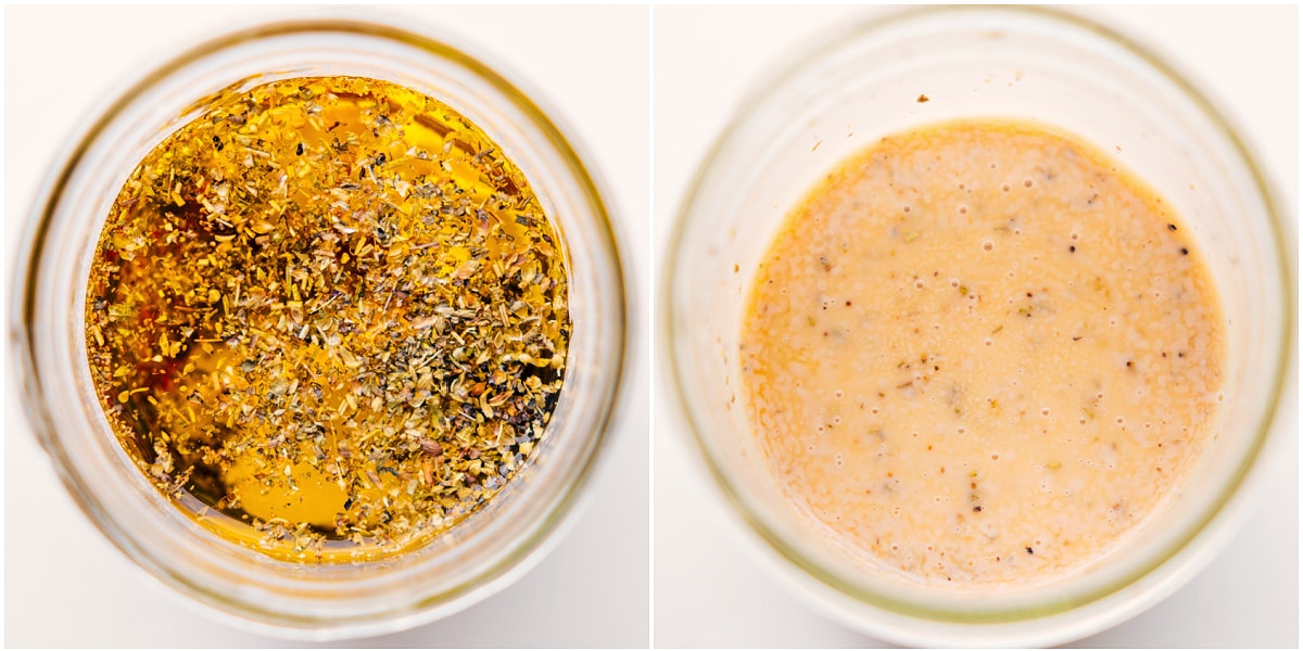 How To Make The Salad Dressing Dressing shaken together in a mason jar.