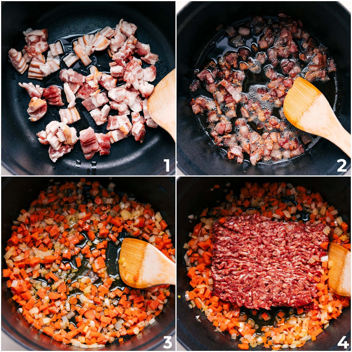 How To Make Tuscan Soup Recipe Cook the bacon until crispy, then remove it. Sautรฉ the veggies, then add the sausage for this Tuscan soup.