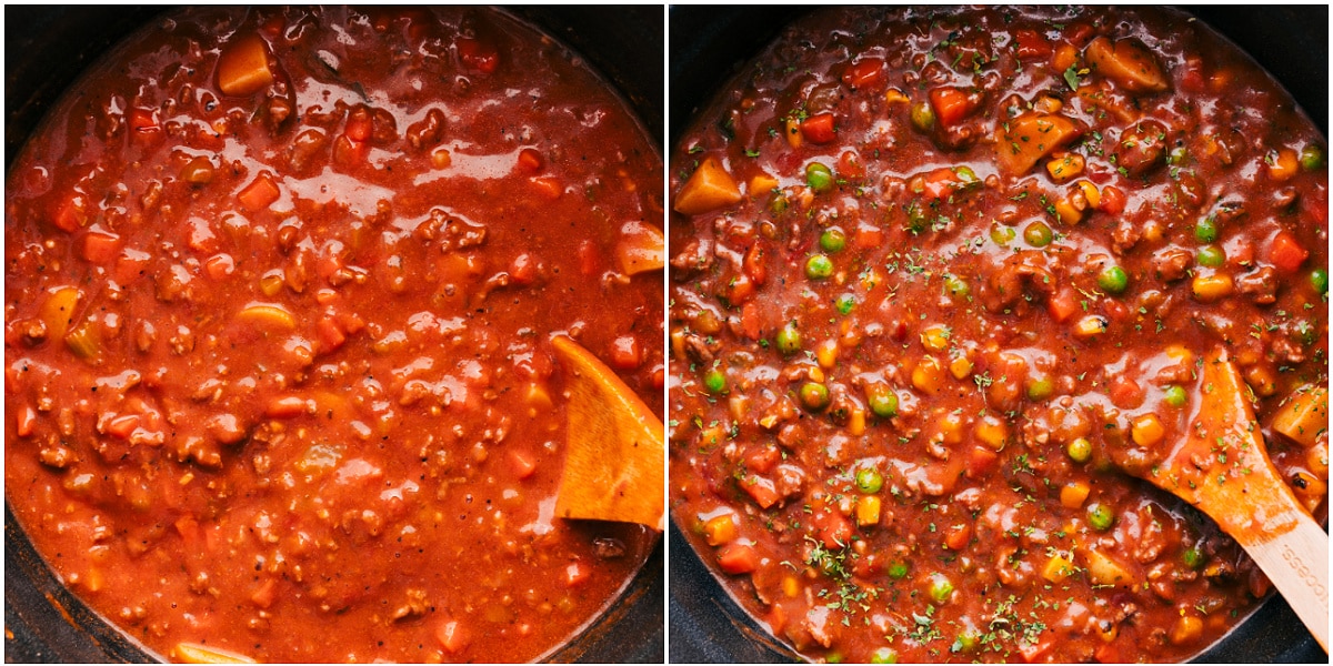 How To Make The Best Vegetable Beef Soup Recipe All the ingredients simmering together to make a thick, delicious, and flavorful soup recipe.