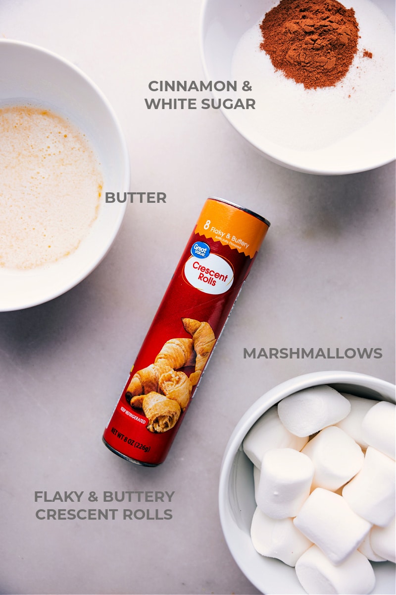 The Perfect Easter Treat: Empty Tomb Rolls All the ingredients for this recipe—cinnamon, white sugar, butter, and marshmallows—prepped and ready for easy assembly.
