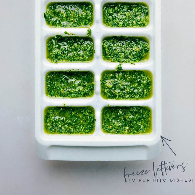 A great Pesto Recipe can transform any dish into a culinary masterpiece, and I'm excited to share with you my take on the classic recipe. I acquired this recipe during a trip to New Zealand, and it's a game-changer! Recipe via chelseasmessyapron #sauce #best #quick #easy #simple #healthy #wholefoods #pesto #recipe Image showing how you can save the leftovers