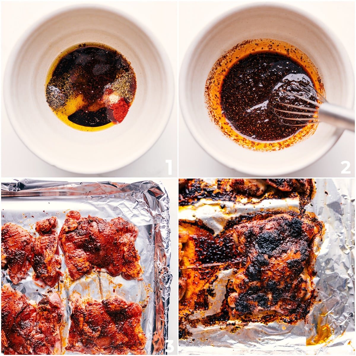 How To Make This Chipotle Chicken Recipe All the rub ingredients in this chipotle chicken recipe being whisked together in a bowl then rubbed on the chicken and broiled to perfection.