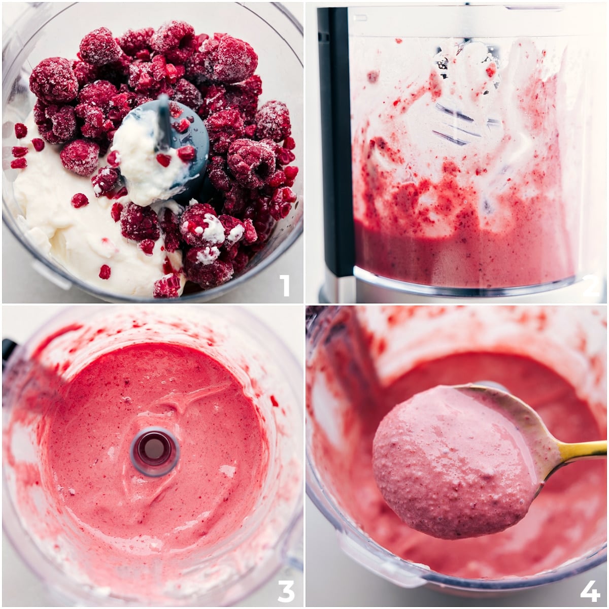 How To Make Frozen Yogurt Without A Ice Cream Maker All the ingredients added to a food processor for this frozen yogurt and it all being pulsed together.