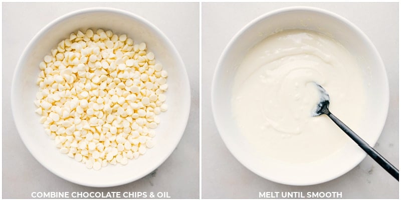 Ingredient shot-- image of the white chocolate being melted 