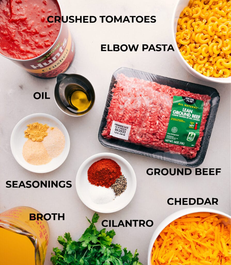 Ingredients for Homemade Hamburger Helper Dish Ingredients for homemade Hamburger Helper