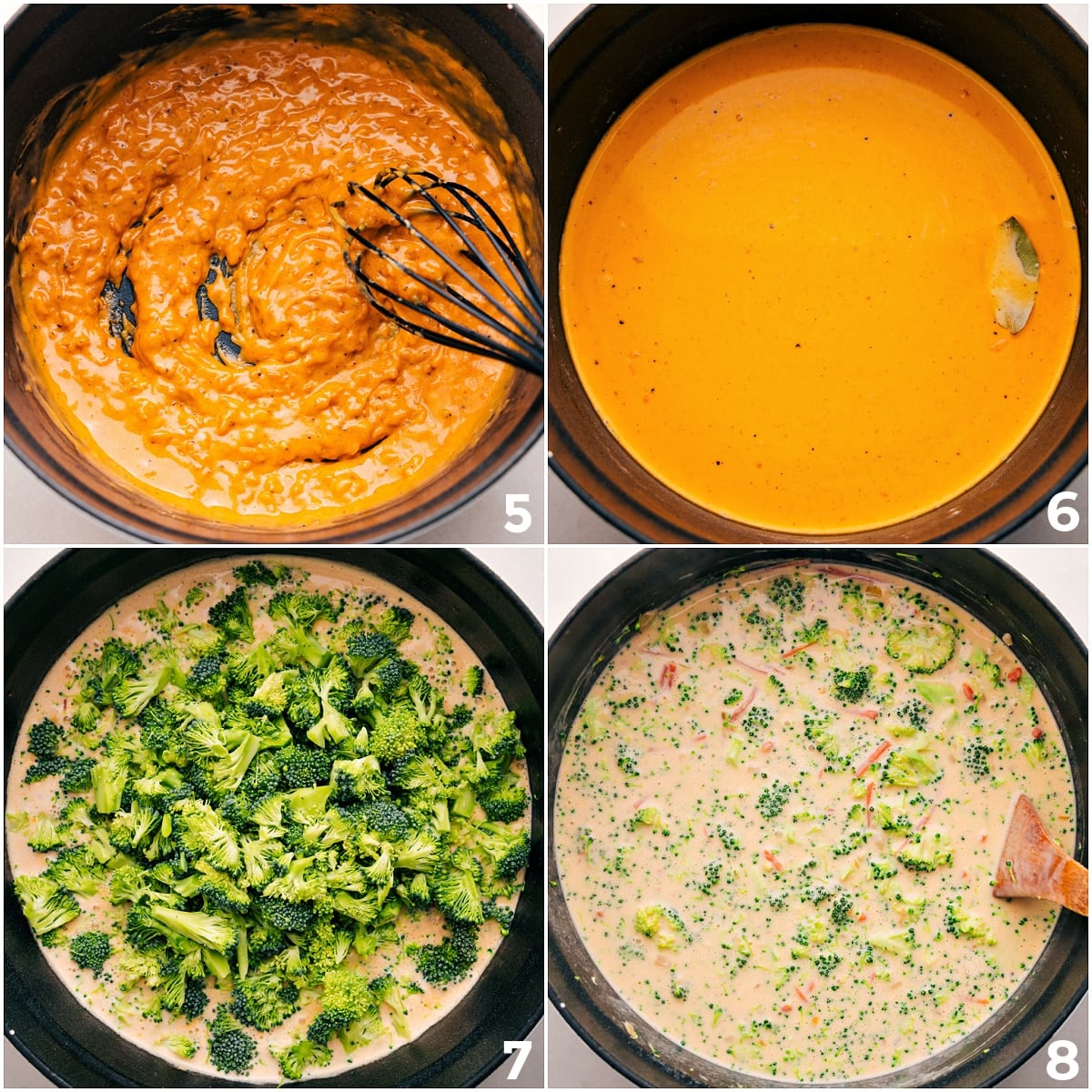 Creamy And Delicious Broccoli Cheddar Soup Everything cooks together as the broccoli is added to the pot and cooked through.