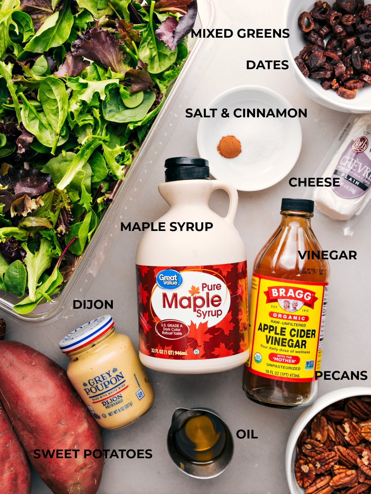 Sweet Potato Salad Ingredients The ingredients required for Sweet Potato Salad.