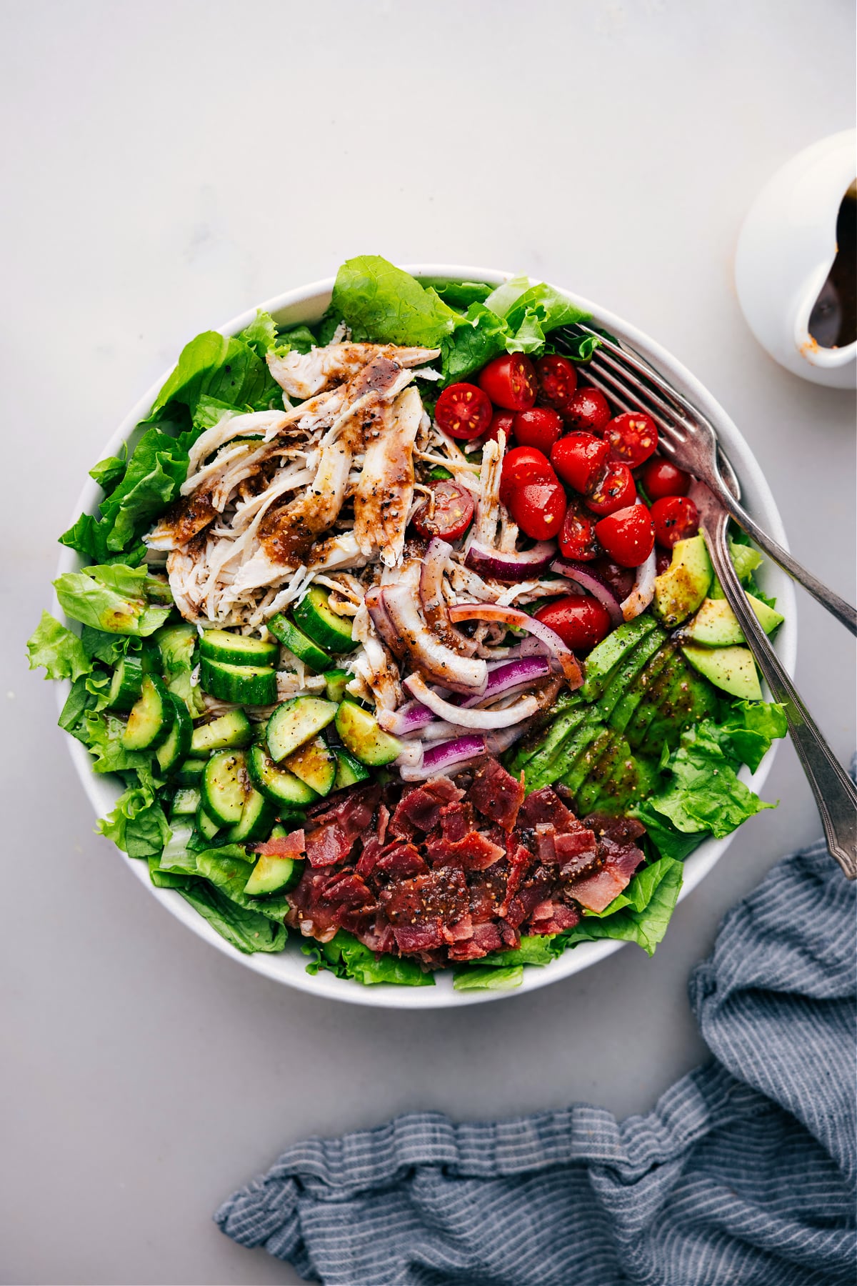 Big Bowl Of Turkey Bacon Avocado Salad Dressed Turkey Bacon Avocado Salad ready to be enjoyed.