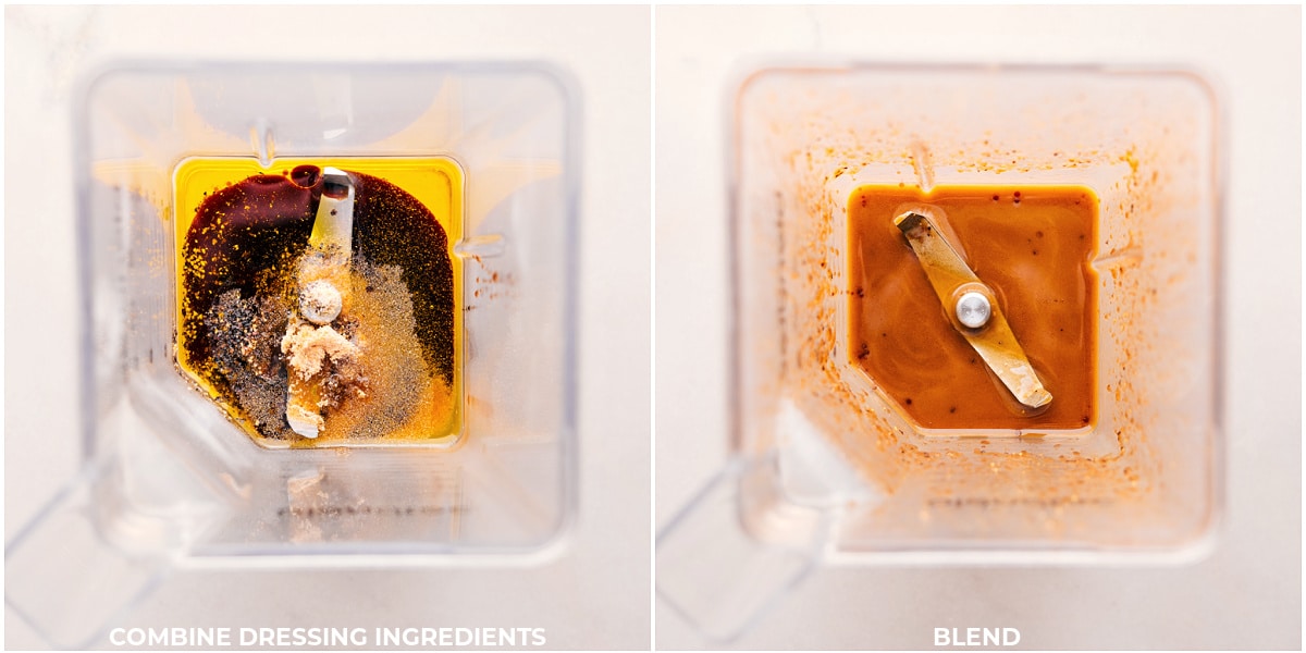 Delicious Dressing In Turkey Bacon Avocado Salad Dressing being blended together for this Turkey Bacon Avocado Salad.