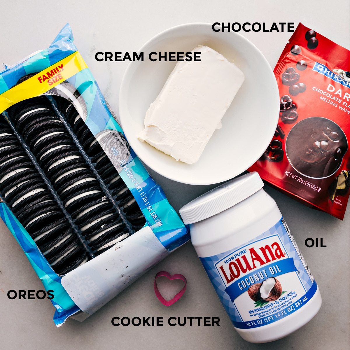 The Best Oreo Truffles Ingredients for this dish prepped out for easy assembly.