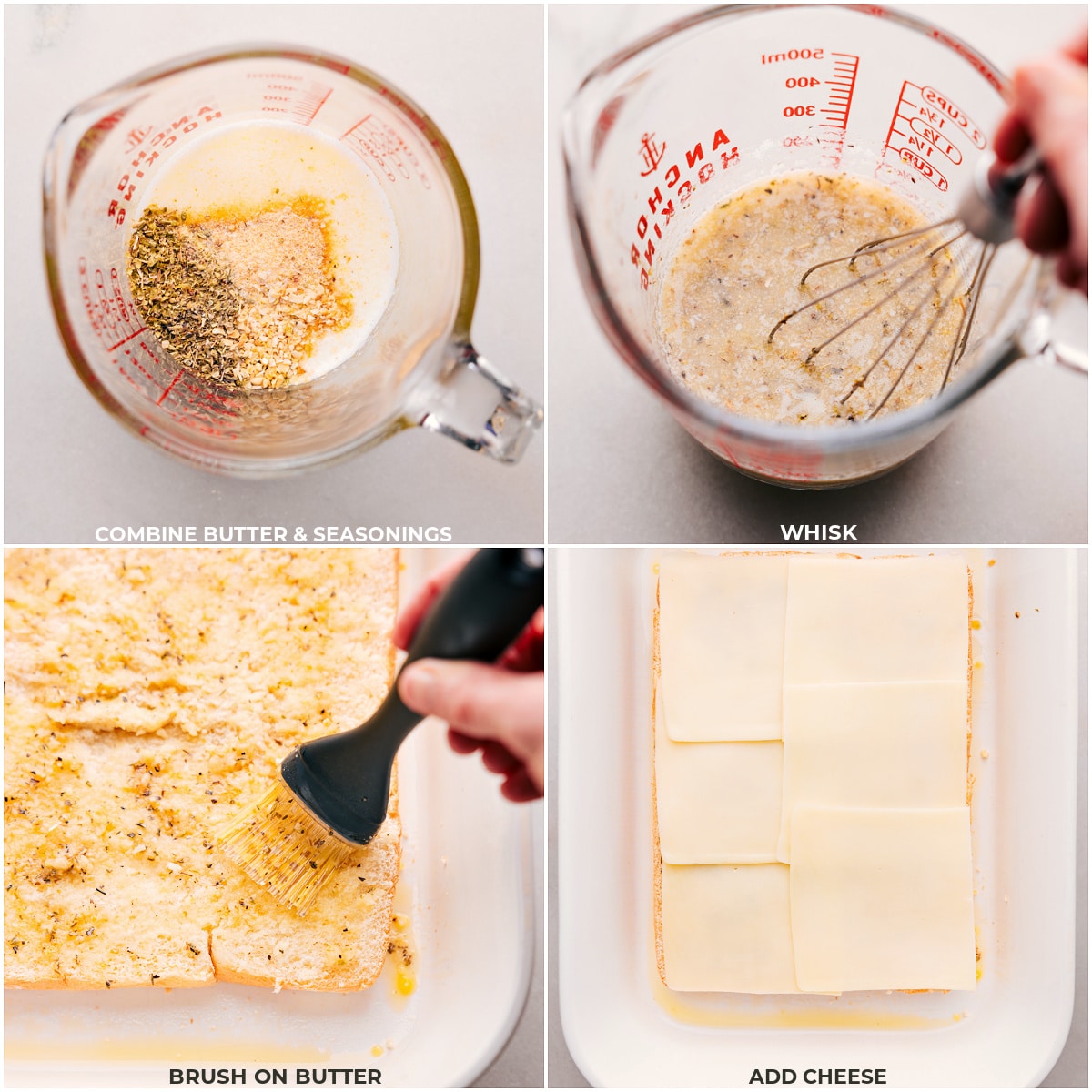 Delicious Pizza Sliders The butter and seasoning being mixed together and spread on the buns along with cheese for these Pizza Sliders.