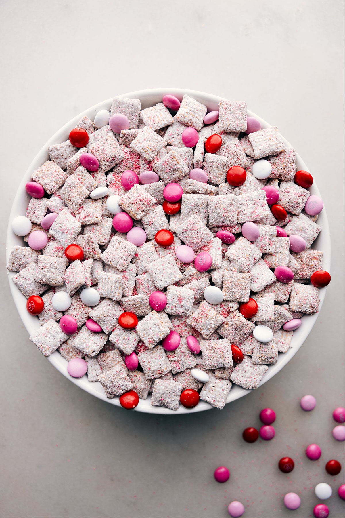 Valentine Muddy Buddies A big bowl of Valentine Muddy Buddies.