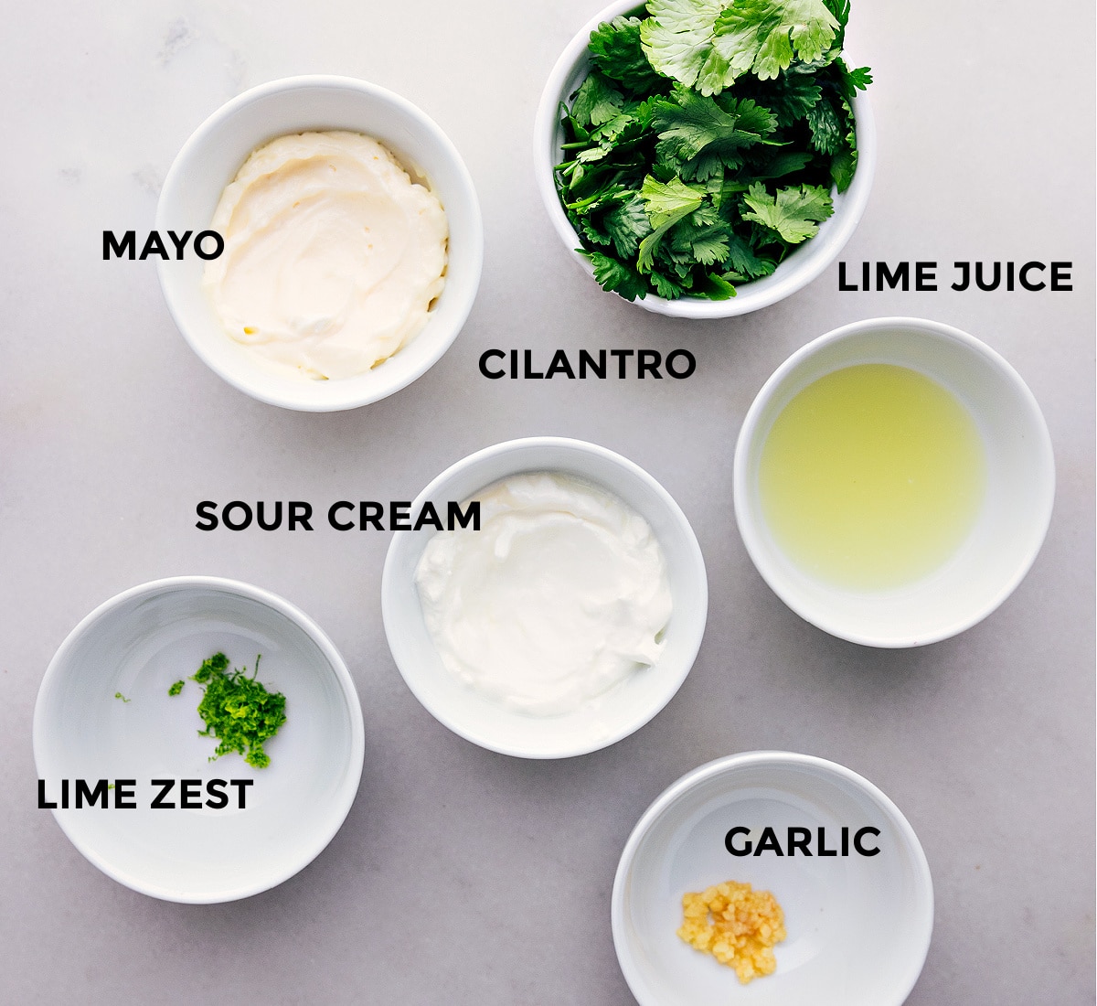 Mexican Salad with Cilantro-Lime Dressing Ingredients for Cilantro-Lime Dressing prepped out for easy assembly.