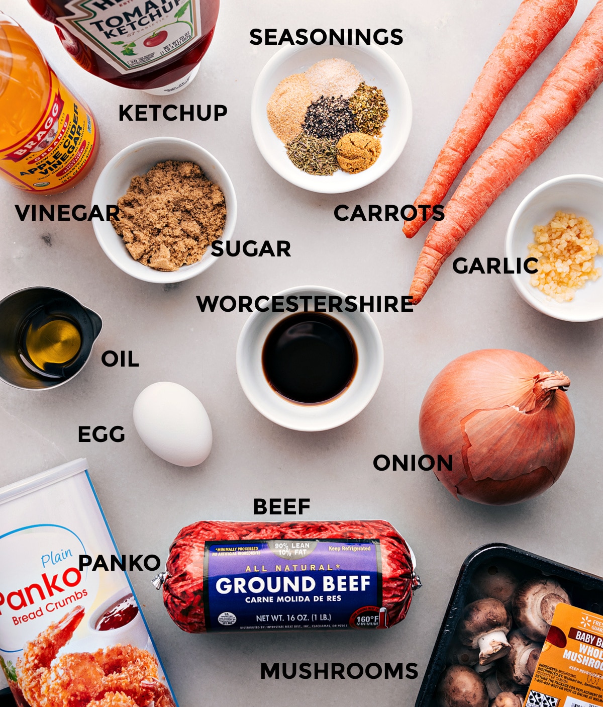 The Best Mini Meatloaf Recipe All the ingredients in this recipe prepped out for easy assembly.