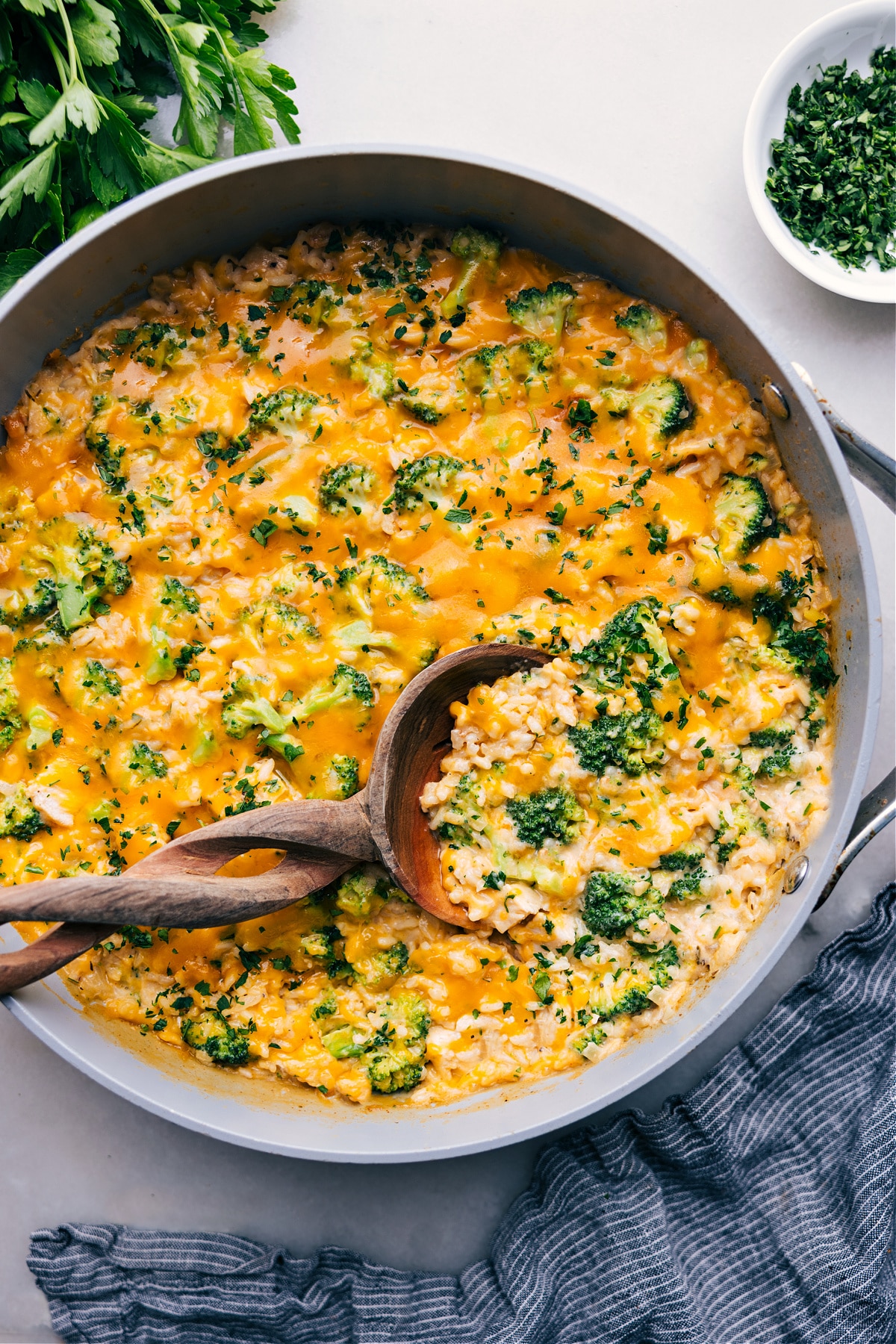 A Big Bowl Of This Roasted Carrot Salad One skillet Creamy Chicken Broccoli Rice Casserole recipe freshly made, ready to be enjoyed.