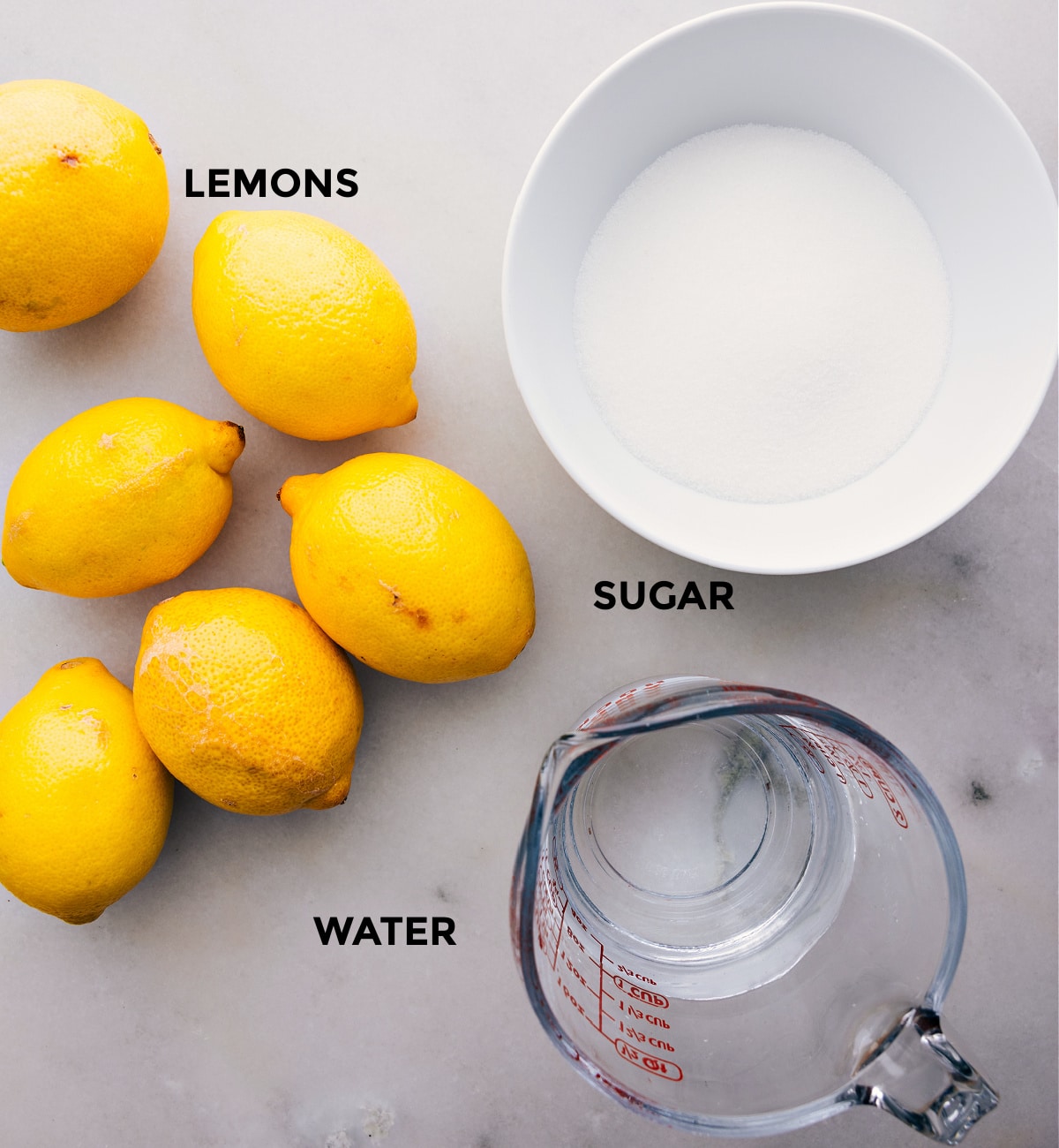 Ingredients In Lemonade All the ingredients in this recipe prepped out for easy assembly.