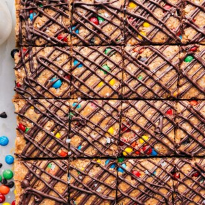 Energy Bars Recipe freshly cut into squares.