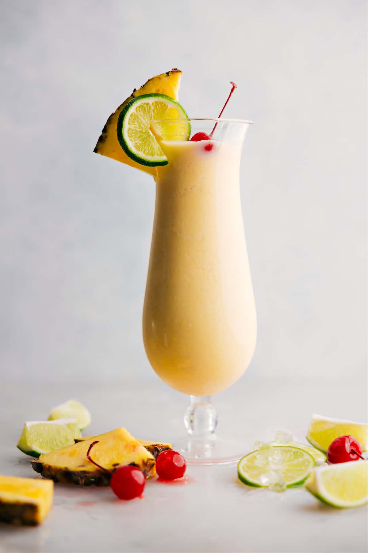 Pina Colada Pina Colada in a glass ready to be enjoyed.