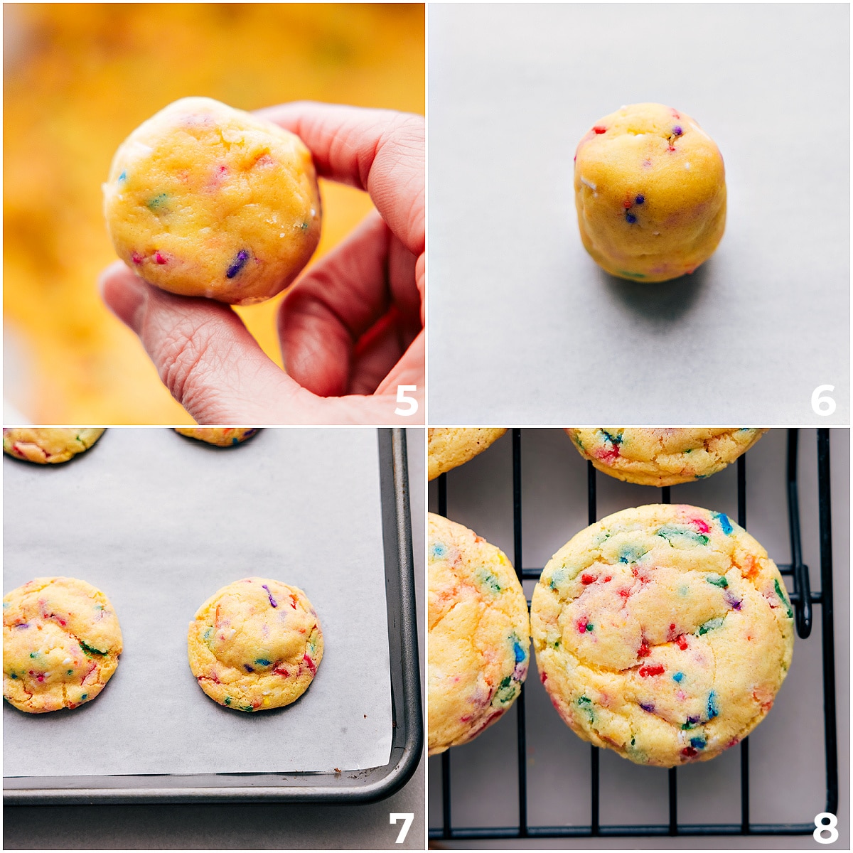 Baking Cake Mix Cookies The dough being rolled out and placed on a sheet pan to bake.