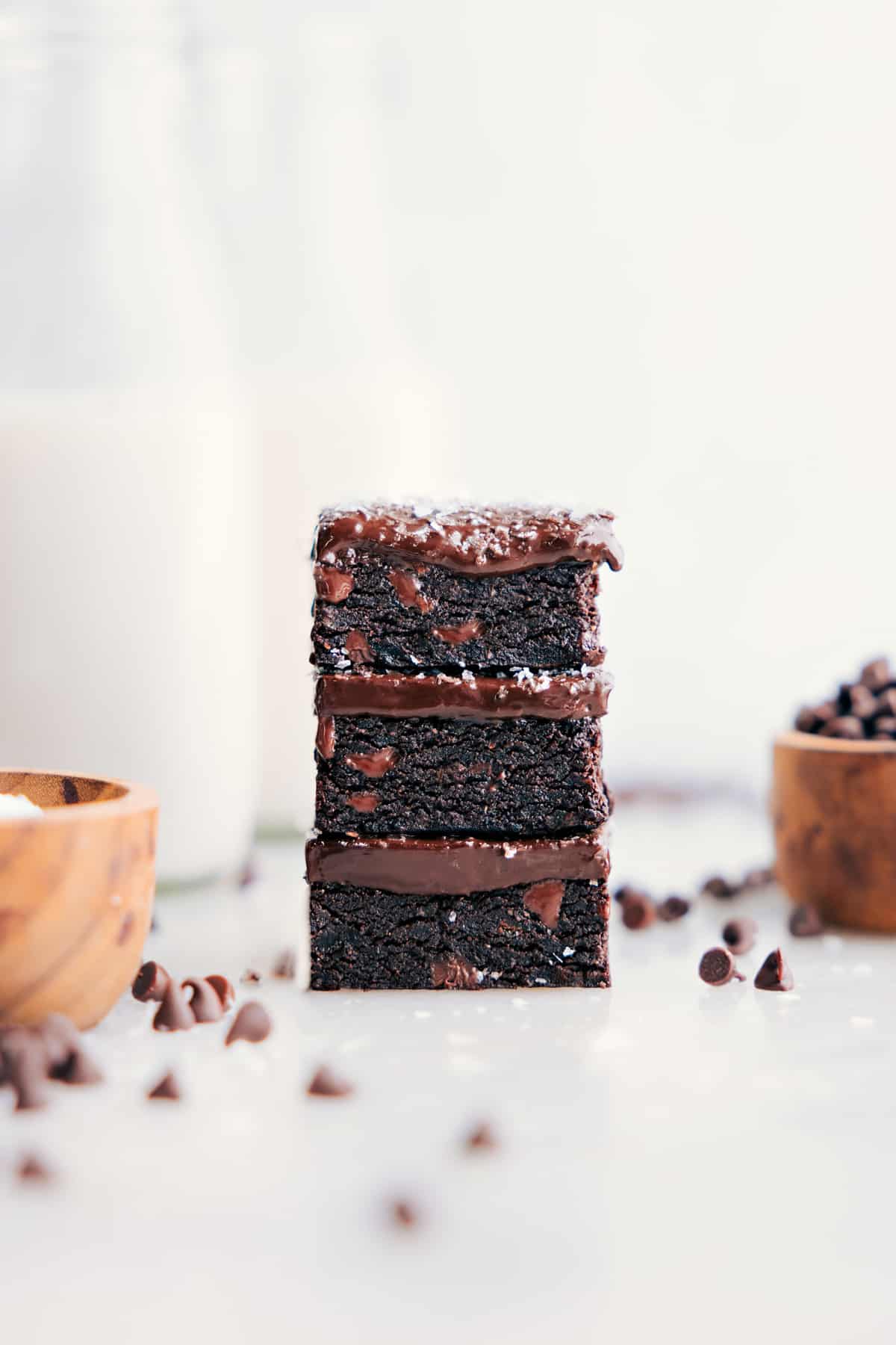 Date Brownies Free Of Refined Sugar Date Brownies stacked on top of each other.