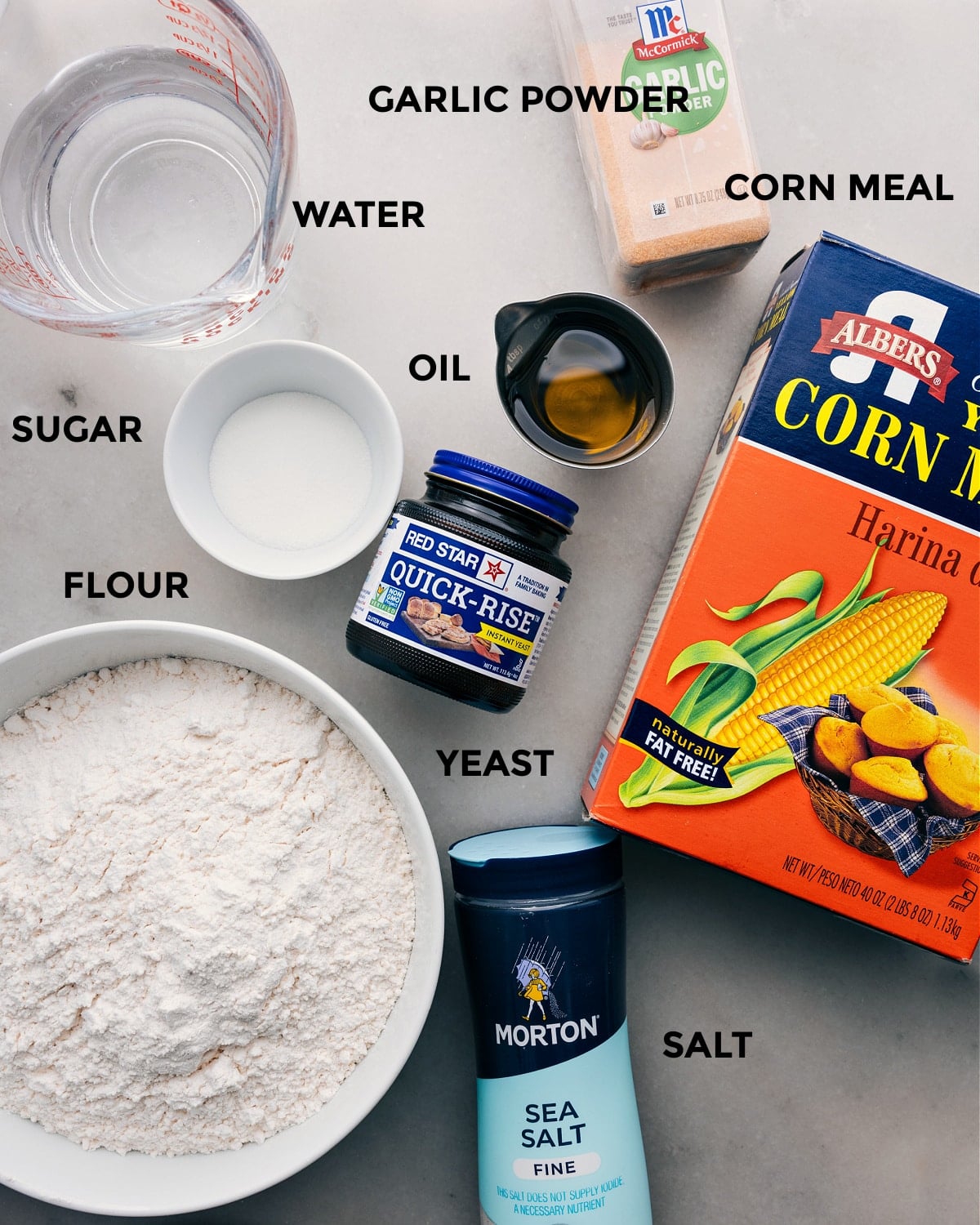 Ingredients In This Easy Pizza Dough Recipe All the ingredients for this recipe prepped out for easy assembly.