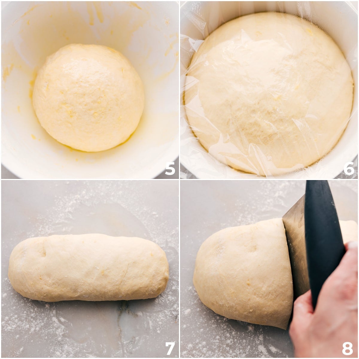 How To Make Pizza Dough Recipe The dough rising and being cut into 3 different pieces.