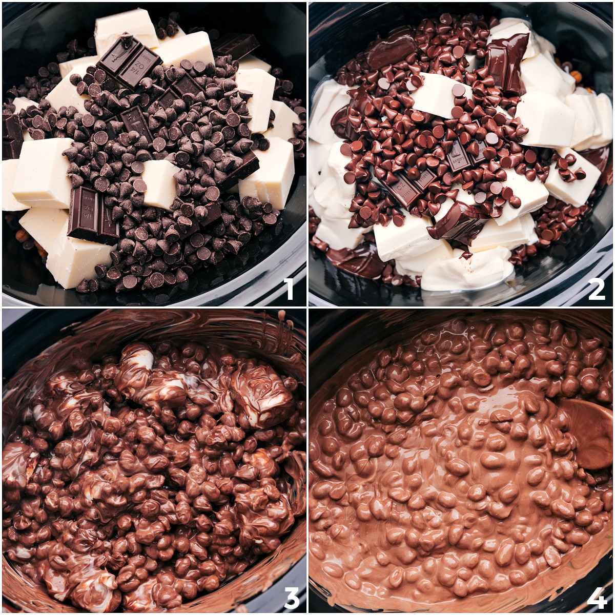 How To Make Crockpot Candy Add all the chocolate, almond bark, and honey-roasted peanuts to the slow cooker for this crockpot candy.
