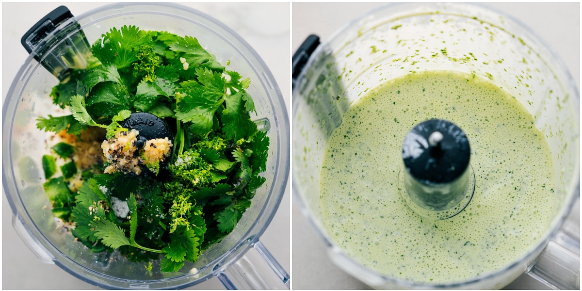 The Best Cilantro Lime Sauce Mix the green cilantro lime sauce together in a food processor.