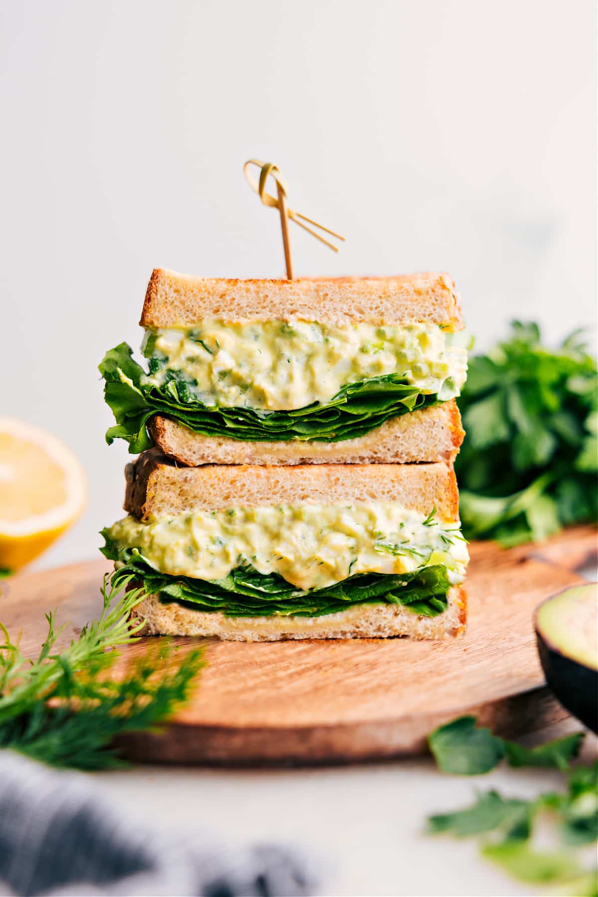 Avocado Egg Salad stacked and ready to be enjoyed.
