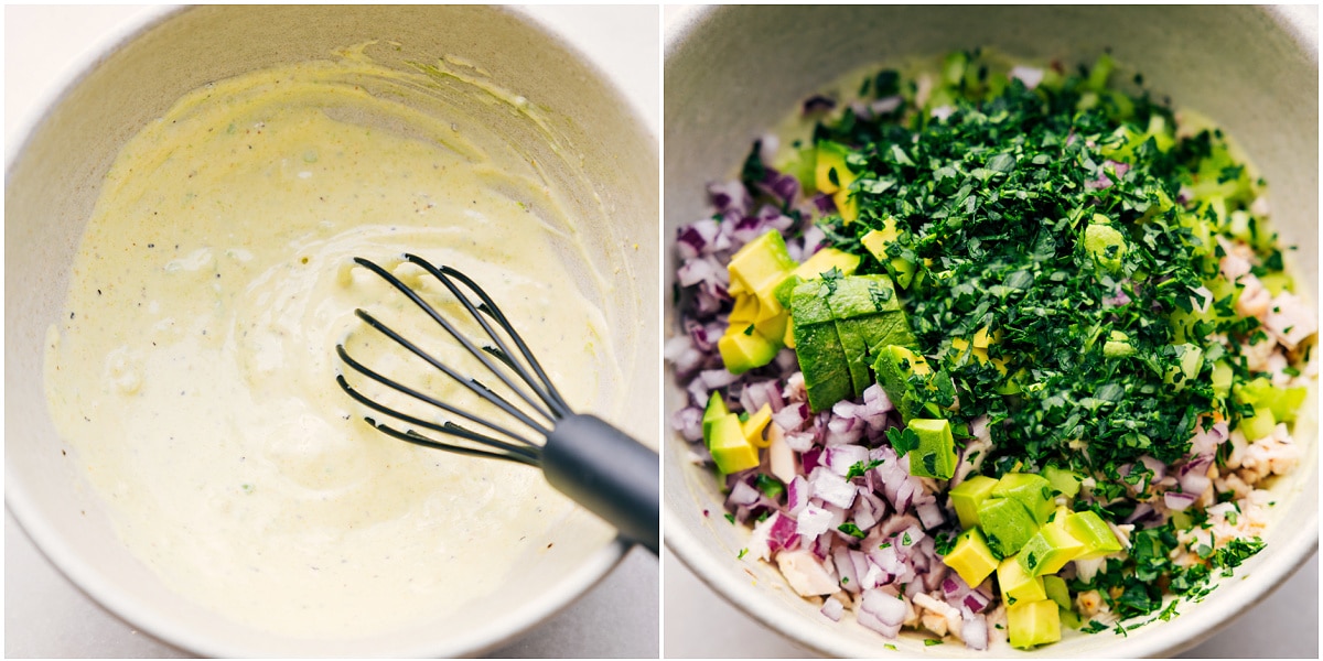 How To Make CHicken Avocado Sandwich Chicken Avocado Sandwich, sliced in half and stacked to show off the delicious filling.